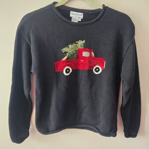 NorthStyle Black Sweater with Red Truck Design